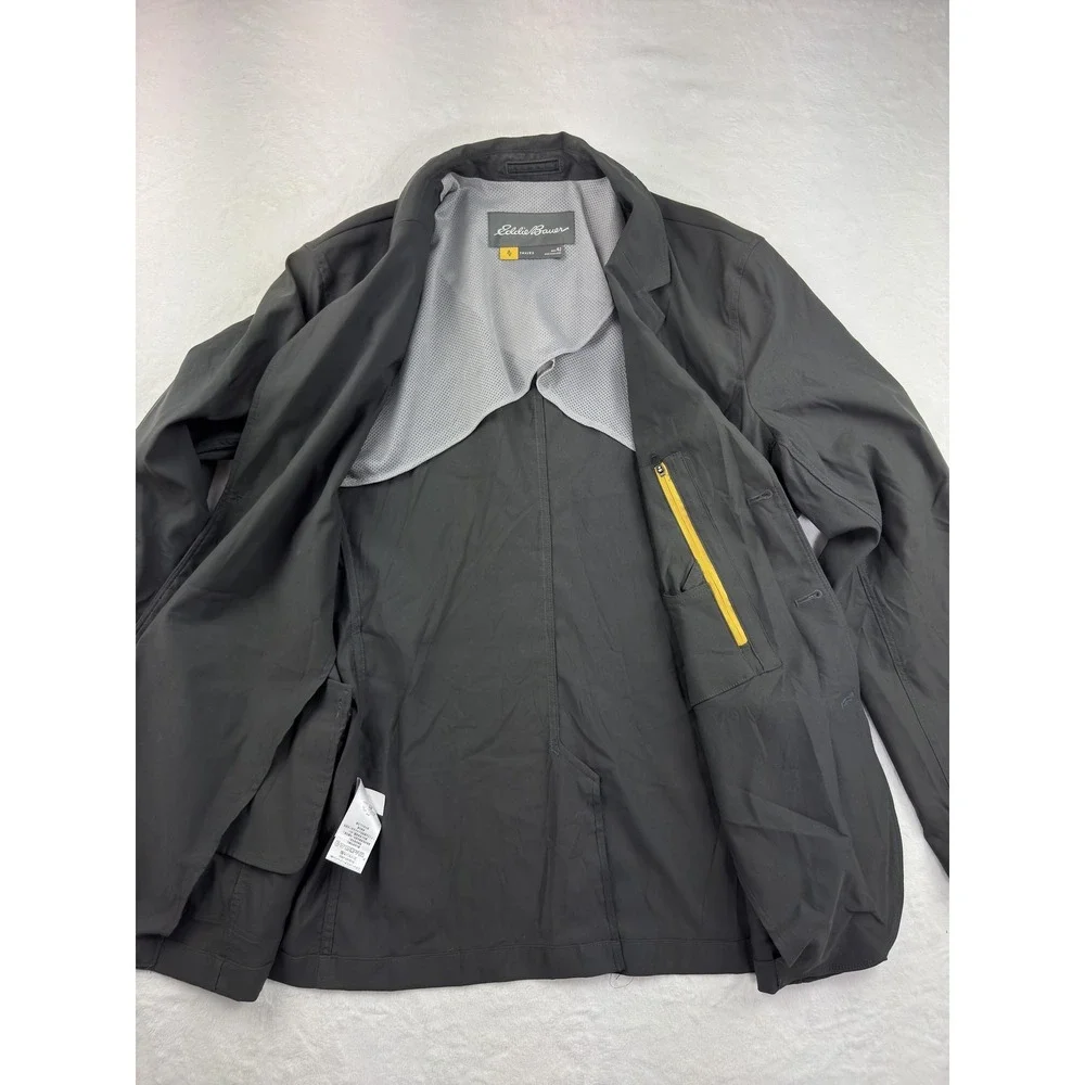 Eddie Bauer Blazer‎ Mens 42 Gray Travex Three Button Travel Jacket